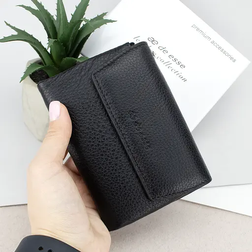 Гаманець жіночий шкіряний De Esse LC89262-F9901 на магніті чорний - фото 7