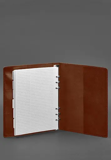 Шкіряний блокнот на сегрегаторі (м'яка обкладинка на кільцях)13.0 світло-коричневий - фото 4