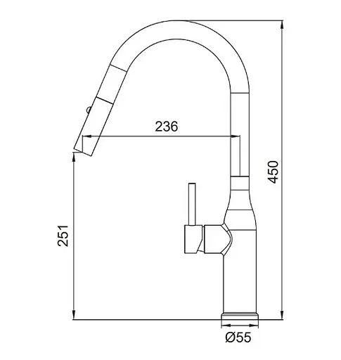 Змішувач для кухні Koer KI-70004-12 з висувним виливом (KR5004) - фото 2