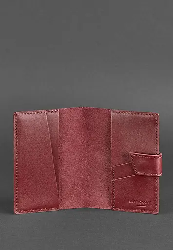 Шкіряна обкладинка для паспорта 4.0 бордова - фото 4