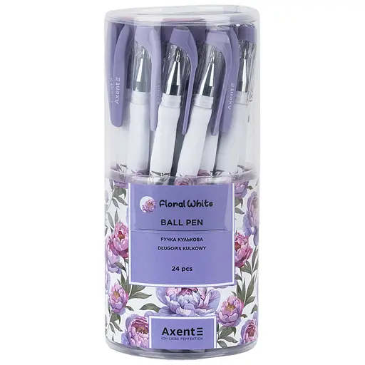Набір ручок Axent Floral White кулькові 24 шт. сині (AB1049-43-A) - фото 3