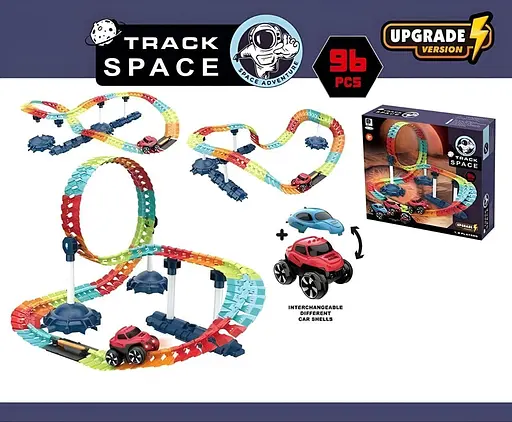 Гоночный трек 661-707, 96 элементов, машинка на батарейках, подсветка фар, автоматический запуск - фото 2