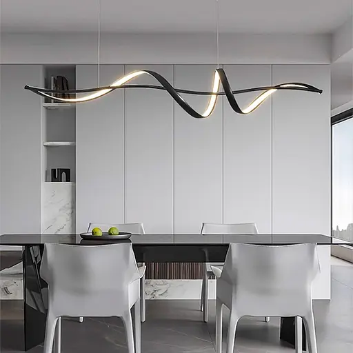 Хвилеподібна люстра у чорному корпусі в 2-х розмірах | Арт. H 26L BK | Line F - фото 1