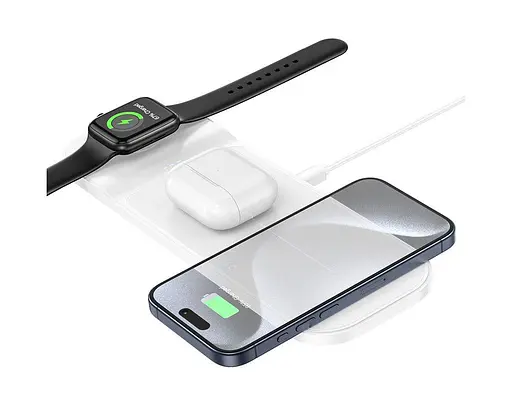 Зарядний пристрій бездротовий 3 в 1 HOCO CQ5 Step 22.5 W білий - фото 3