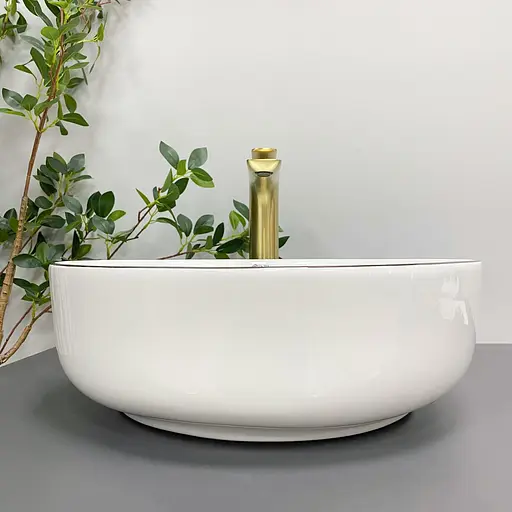 Умивальник VBI Bari S white gold Edge накладний VBI-011605, Золотий - фото 2