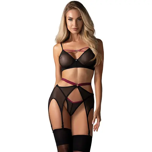 Еротичний комплект білизни Obsessive Novenes M/L чорний
