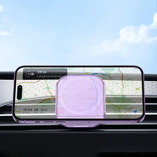 Автотримач Hoco H42 Crystal ring magnetic (air outlet) Romantic purple - фото 2