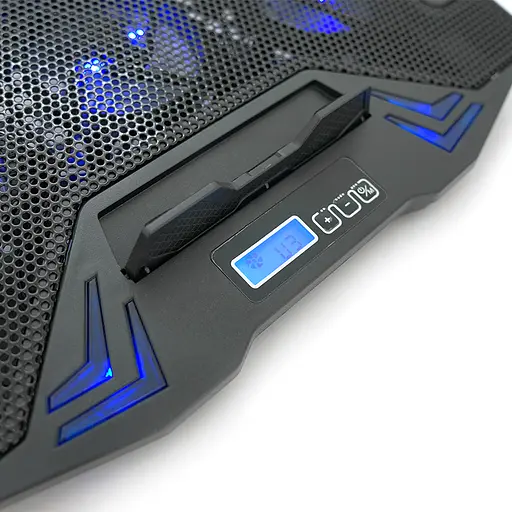 Підставка для ноутбука IceCoorel K8, 10-17", 6*70mm 1800 RPM±10%, корпус пластик+алюміній, 2xUSB2.0 + LCD, 365*297*30mm, Black, Box, Q18 - фото 4