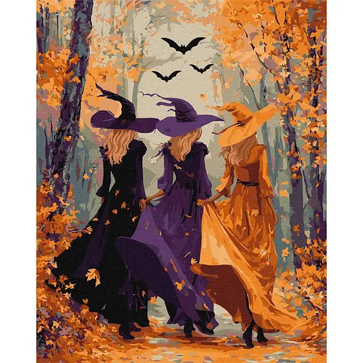 Картина по номерам "Три відьми у лісі" KHO8691, 40x50 см