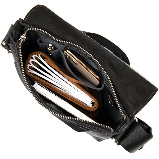 Кожаная мужская сумка GRANDE PELLE 24х24х6 см 000168370 - фото 4