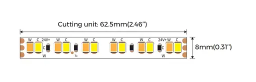 LED лента OLEDIM PS-2835-192-IP20-19.2W-2700+6500K-24V - фото 2