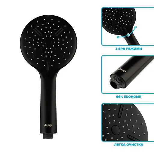 Водосберегающая душевая лейка Drop SPA3F-MULTI120BL "X-Cross" с 3 SPA потоками - Экономия 42% - фото 3
