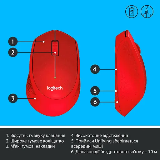 Беспроводная мышь Logitech M330 Silent Plus Red (910-004911) - фото 6