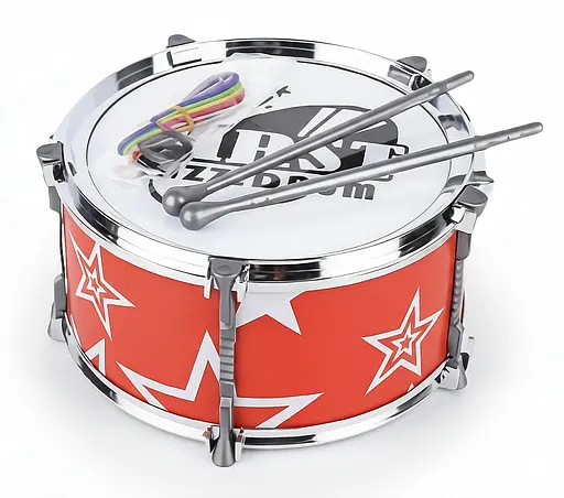 Іграшковий барабан для дітей  2251-1, помаранчевий, 27×22×29 см – з паличками та ремінцем, у пакеті