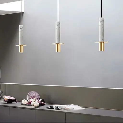 Підвіс Aurea із білим мармуровим плафоном в стилі Ар-деко Line.F SC 3/1 WH - фото 2