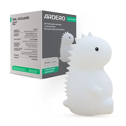 Светильник ночник Ardero SNL-D03ARD дракончик белый RGB - фото 1