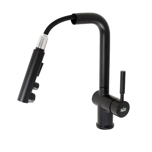 Cмеситель для кухни с выдвижным изливом черный Nett FBL-34 Черный - фото 7