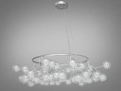 Якісна підвісна люстра в офіс "Світлячок", 54 лампи, хром сатин - фото 1