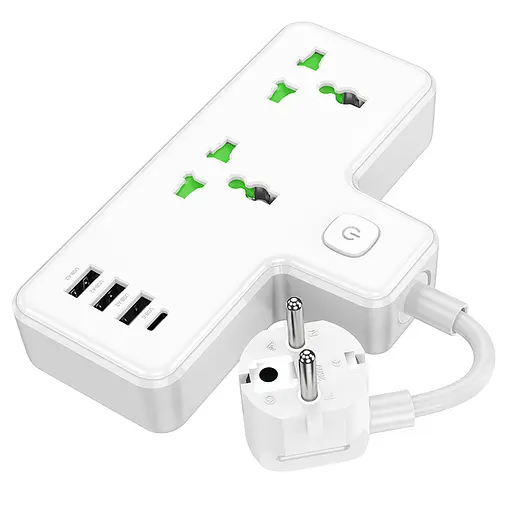 Мережевий удлинитель HOCO AC11A Voyage 2-position expansion socket(1C3A) (8.5 cm) White - фото 4