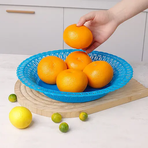 Фруктівниця пластикова кругла тарілка підставка для фруктів Ø 28 см, Господар Блакитний 87873 - фото 1