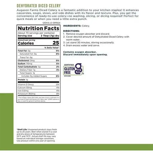 Сельдерей нарезанный сублимированный Augason Farms с большим сроком годности 25 лет 73 порции - фото 2