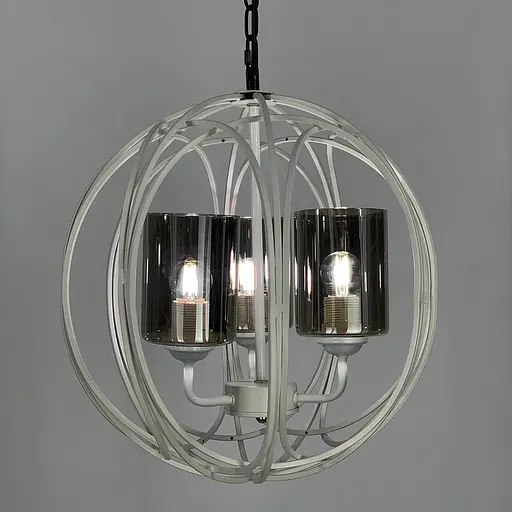 Люстра Лофт у білому корпусі форми плетена куля Line.F Колір плафона Янтарний - фото 8