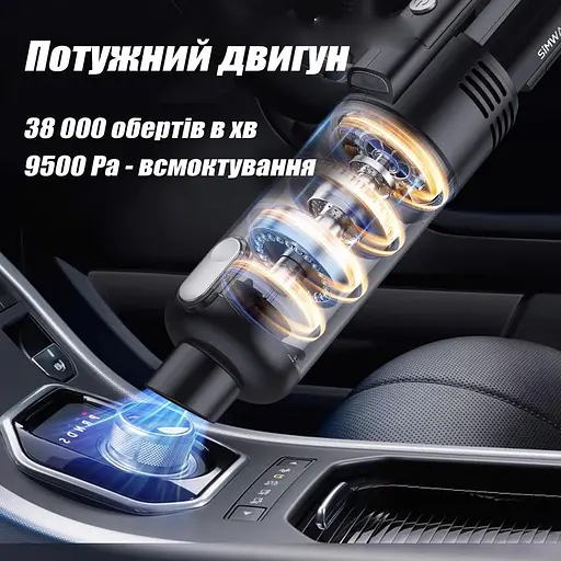 Автомобильный пылесос Suitu ST-8003 мощный USB аккумуляторный беспроводной ручной 120W - фото 7