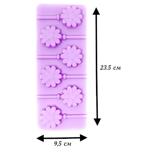Силіконова форма для льодяників і цукерок на паличці "Квітка", Kitchen Master Бузковий 87401 - фото 7
