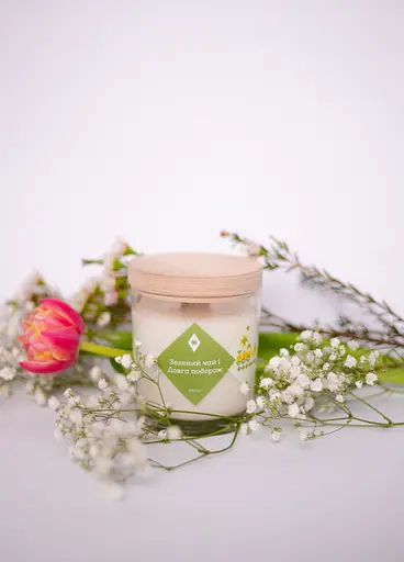 Свеча Зеленый чай и долгое путешествие 250 мл 30 ч Стандартные Соевый воск - фото 4