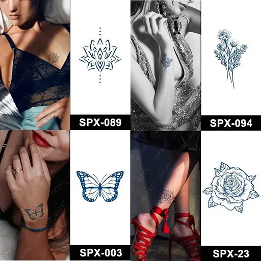 Набір із 4 довготривалих тату Краса природи SPX-set-04, 5 х 5 см