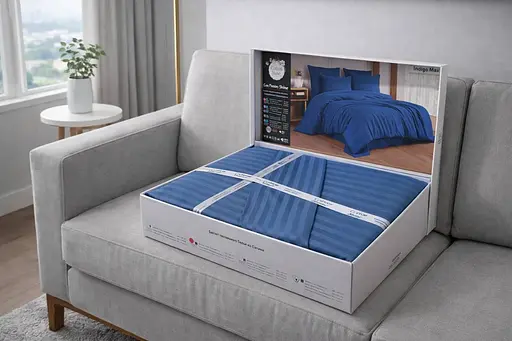 Комплект постельного белья евро 200х220 сатин синий TC303376204 - фото 2