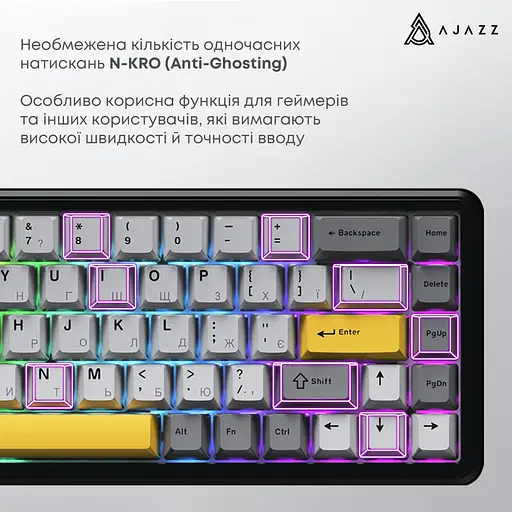 Клавіатура Ajazz AK680 MAX Magnetic Switch RGB USB Black (AK680-M-BGY-AW) - фото 6