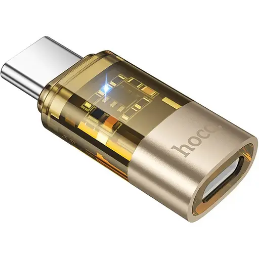 Адаптер переходник Hoco UA36D Type-C to Lightning золотистый