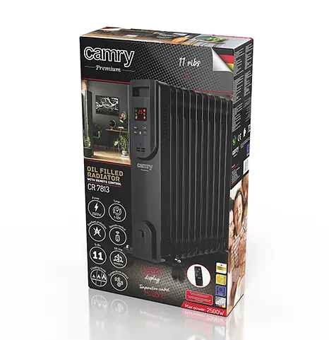 Масляний радіатор Camry CR 7813 LED з дистанційним керуванням (11 ребер) - фото 7