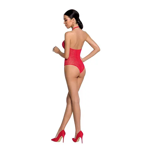 Бодистокинг с декольте Passion BS088 red имитация корсетной шнуровки One size - фото 4