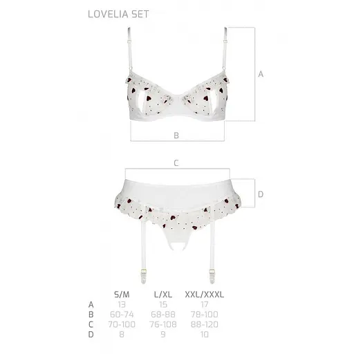 Сексуальний комплект із поясом для панчох Passion LOVELIA Set white L/XL - фото 7