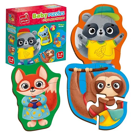 Дитячі розвивальні картонні пазли Тварини. Іграшки VT1722-27 з грою - фото 3