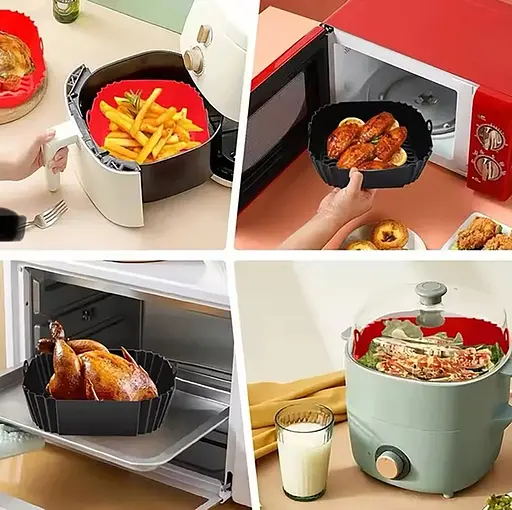 Квадратная силиконовая форма для аэрогриля, духовки и мультипечи 21.5х21.5 см Красный 88174 - фото 9