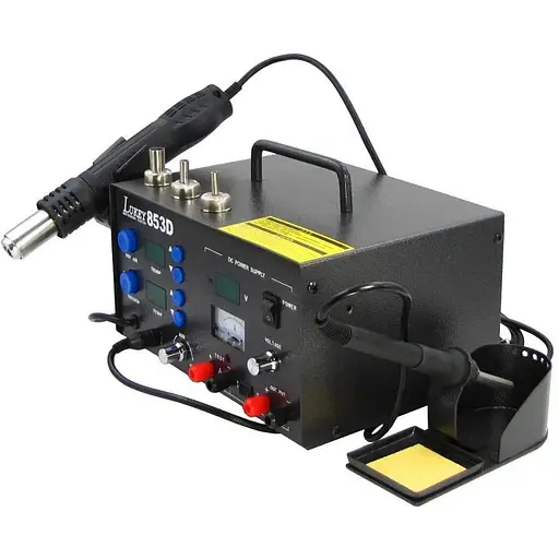 Паяльная станция Lukey 853D фен, паяльник, блок питания 15V 2A, тестер - фото 1