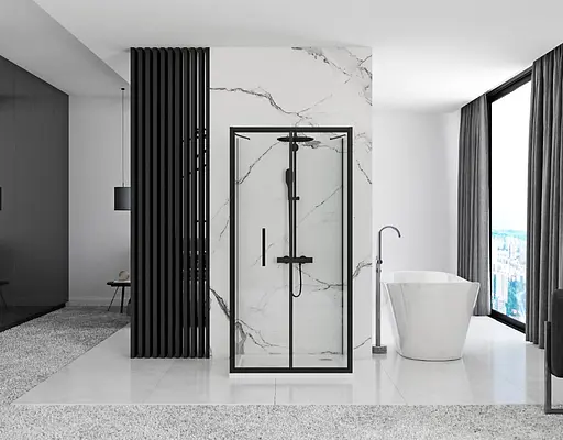 Душевая кабина Rea Rapid Fold 100x80 black пристенная REA-KPL-09916, Черный матовый, Универсальная, прозрачная - фото 4