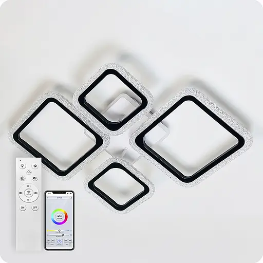 Люстра світлодіодна 517 Light 3color з пультом 96Вт Чорний (02131) - фото 2