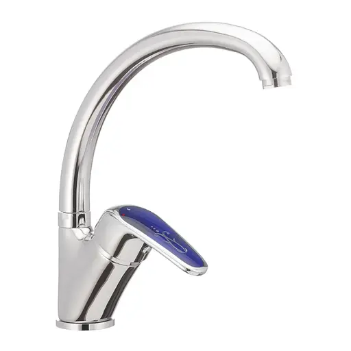 Змішувач для кухні Haiba Magic 777 із синьою ручкою HB0679 Хром - фото 1