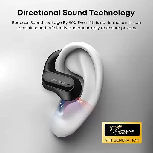 Бездротові спортивні bluetooth навушники Langsdom TS05 Open-Ear з спрямованим звуком і мікрофоном Бежевий - фото 8