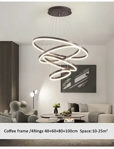 Светодиодная люстра Олимпия PJ812С-4 40+60+80+100см (4 кольца) Коричневая - фото 3