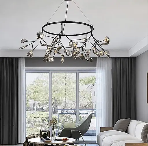 Современный светильник на 45 ламп с веточками черного цвета Line.F Цвет плафона Графитовый - фото 1