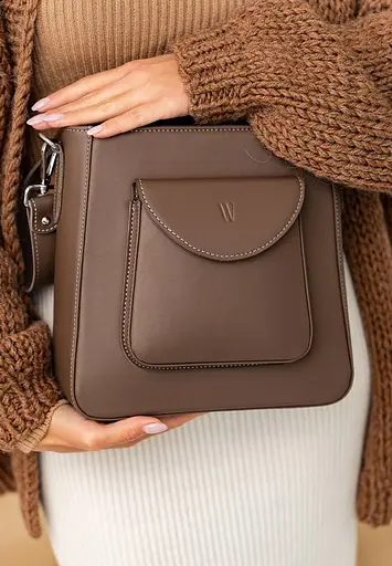 Жіноча шкіряна сумка Stella темно-бежева - фото 5