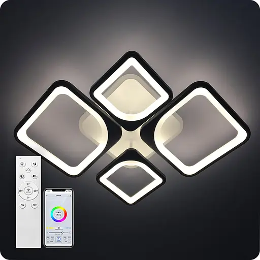 Люстра світлодіодна 517 Light 3color з пультом 120Вт Чорний (01673) - фото 1