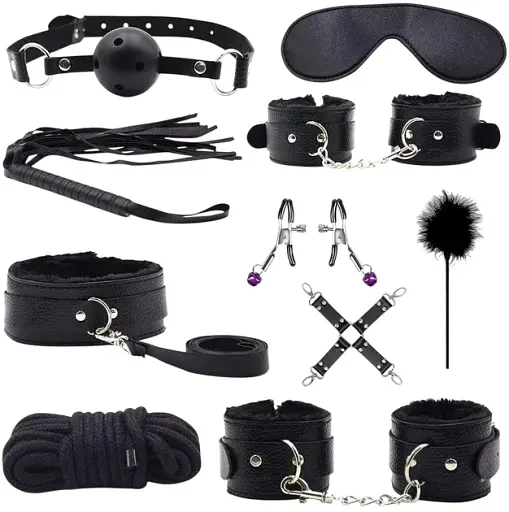 Еротичний набір I’MCUM Full Control БДСМ для рольових ігор 10 предметів Чорний (7970379617688)