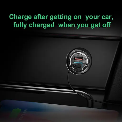 Адаптер автомобільний BASEUS Circular Plastic A+A PPS 2USB, 5 A, QC 3.0 CCALL-YD01 - фото 7