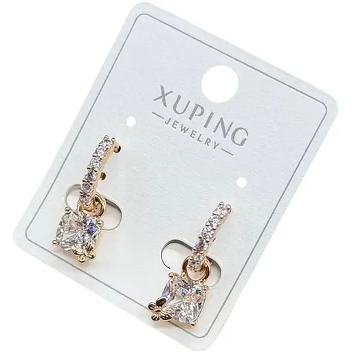 Сережки Xuping з вишуканим блискучим каменем гіпоалергенне медичне золото - фото 1